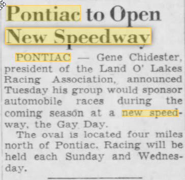 Chief Pontiac Speedway (Lake Angelus Speedway) - April 20 1955
